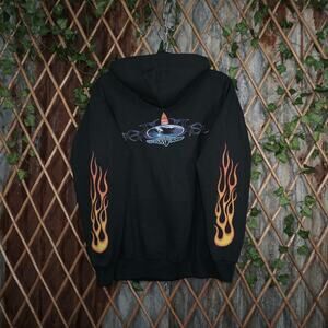 Medium - Vintage Y2K morro bay california surf flame hoodie